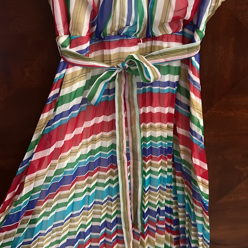 Amanda Lane Accordion Pleated Rainbow Maxi Dress - Picture 7 of 12
